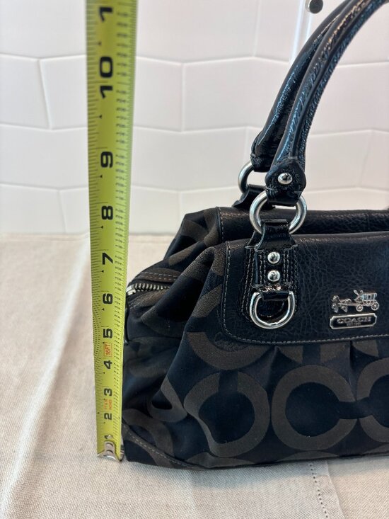 Coach Madison Sabrina Satchel - Leather and Canvas - Black - Picture 12 of 16
